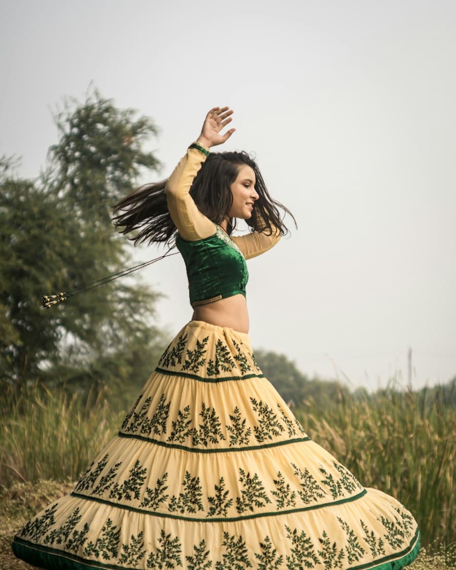 Peach Mirror Work Fancy Choli Set