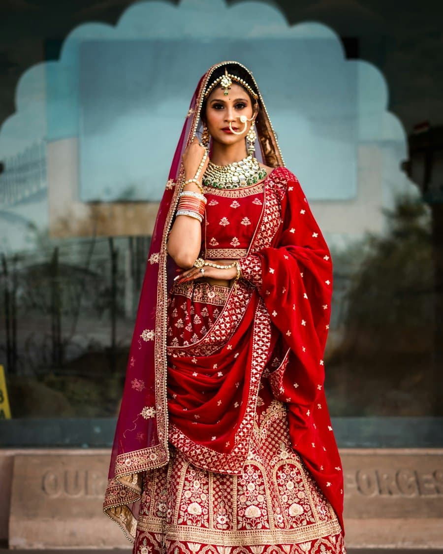 Classic Red Zari Bridal Lehenga Choli