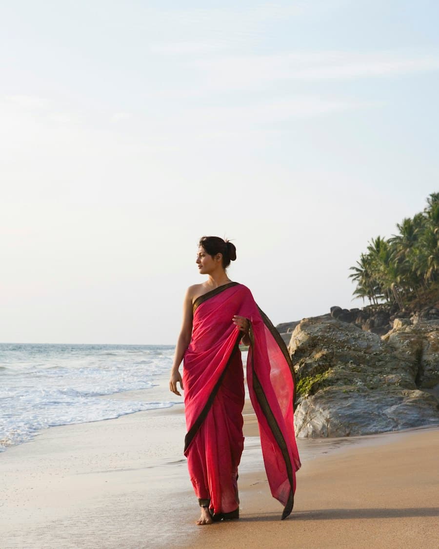 Rose Gold Sequin Georgette Saree