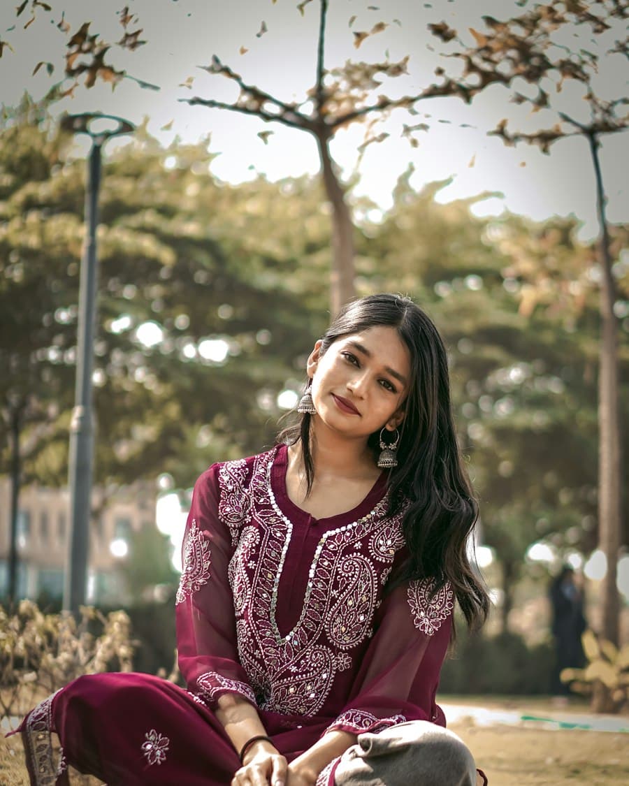 Wine Georgette Anarkali Kurti with Palazzo